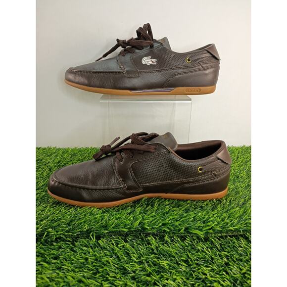 Lacoste Dreyfus Boat Shoe Chocolate Brown Leather Men\'s Size 10 main image 5